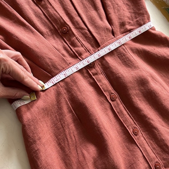 A&F Linen Shirt Dress in Terracotta - Picture 3 of 6